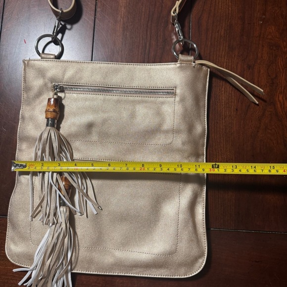 Sorial New York Gold Crossbody Bag Tassel Adjustable Strap Handbag Purse - Picture 8 of 9